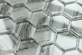 Grey Wood Look Glass 2” Hexagon Glass Mosaic Tile - MosaicBros.com