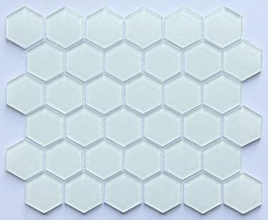 Super White 2” Hexagon Glass Mosaic Tile - MosaicBros.com