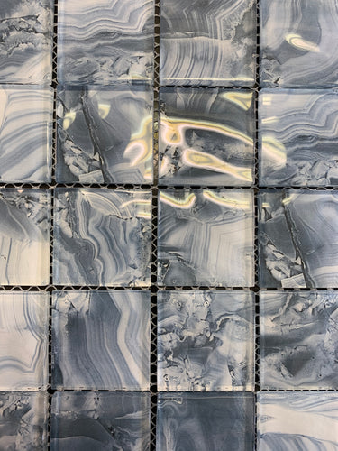 Oceanic Blue Squares Glass Mosaic Tile - MosaicBros.com