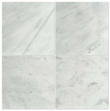Polished Bianco Mare marble tile with 24x24 inch size, showcasing smooth, elegant white marble surface for flooring or wall use.