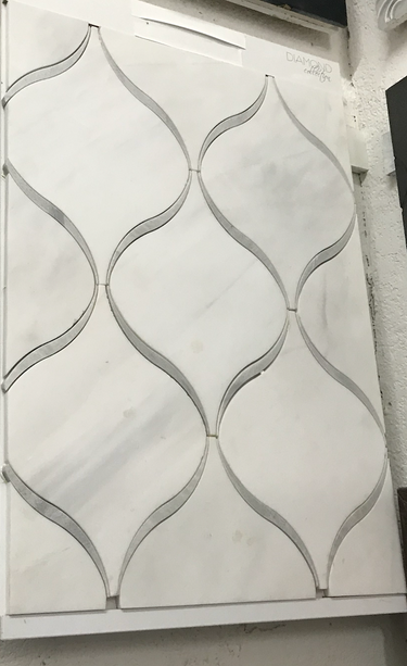 Dolomite White & Grey Marble 11.8" x 14.05" x 3/8" Waterjet Honed Mosaic Tile - MosaicBros.com