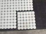 Thassos White Honed Marble Octagon Mosaic Tile w/ Mint Green Dots - MosaicBros.com