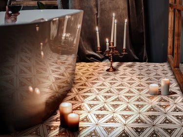 FRUILI Calacatta Gold/Glaicer Terrazzo/Atlantic Gray Mix Mosaic Tile - MosaicBros.com