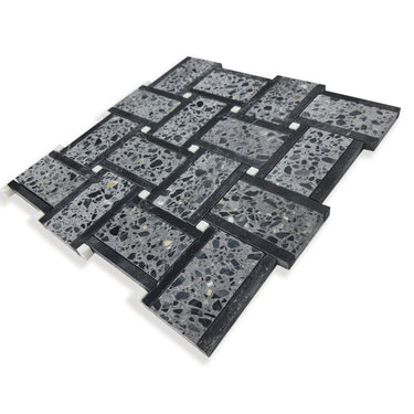 CONTARINI Terrazzo, Dolomite, Black Limestone Mix Mosaic Tile - MosaicBros.com