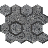 CANAREGGIO Terrazzo, Black Limestone Mix Mosaic Tile - MosaicBros.com