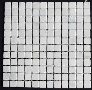 Bianco Carrara Marble 1x1 Tumbled Mosaic Tile - MosaicBros.com