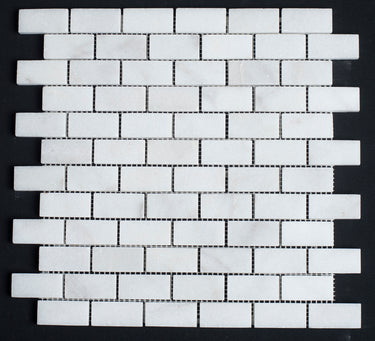 1 x 2 Polished Bianco Carrara Marble Brick Mosaic Tile - MosaicBros.com
