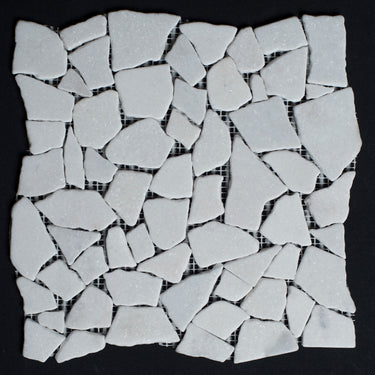 Bianco Carrara Marble Pebble Tumbled Mosaic Tile - MosaicBros.com