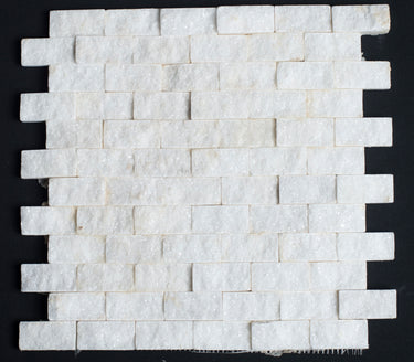 1 x 2 Split-faced Bianco Carrara Marble Brick Mosaic Tile - MosaicBros.com