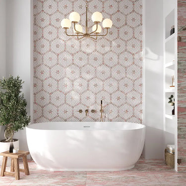 Close-up of Alesund Natural Stone Mosaic Tile by Mir, showing detailed textured surface and natural stone pattern.