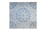 Amelia Iris white marble decorative mosaic tile with soft blue ornamental pattern