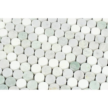 Thassos marble penny round mosaic tile polished