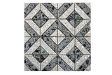 Cross terrazzo grey and black mosaic tile with geometric layout