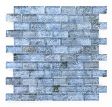 Crystal Aqua Sofia 1x2 glass mosaic tile for swimming pools, pool waterlines, spas, fountains, and water features.
