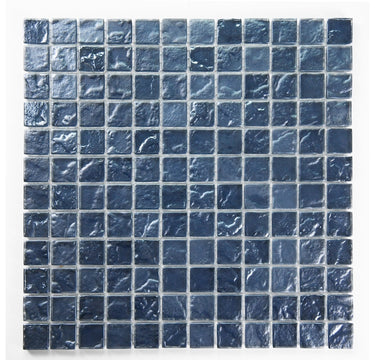 Crystal Aqua Soho Black 1x1 glass mosaic tile featuring rich black tones for swimming pools, pool waterlines, spas, and water features.