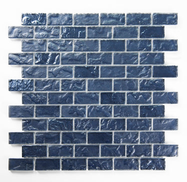 Crystal Aqua Soho Black 1x2 glass mosaic tile featuring rich black tones for swimming pools, pool waterlines, spas, and water features.