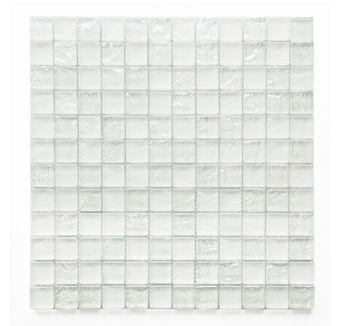 Crystal Aqua Soho White 1x1 glass mosaic tile featuring bright white tones for swimming pools, pool waterlines, spas, and water features.