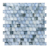 Crystal Aqua Stromboli Sky Blue glass mosaic tile featuring vibrant sky blue tones for swimming pools, pool waterlines, spas, fountains, kitchen backsplashes, bathroom backsplashes, shower walls, and decorative accent walls.