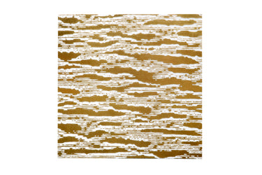 Dore Waves textured white marble decorative tile with flowing gold wave detailing