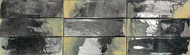 Mediterranean-inspired glazed wall tile featuring deep carbon tones