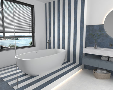 Matte color body porcelain tile creating a bright spa-inspired floor