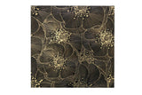Golden Blossom Nero 18x18 floral decorative mosaic tile by Mythology Tile featuring intricate gold and black floral patterns.