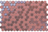 Hexa Neostone Blend Artistic Pink glass mosaic tile featuring a hexagon pattern and artistic pink tones for swimming pools, pool waterlines, spas, kitchen backsplashes, bathroom backsplashes, shower walls, and decorative accent walls.