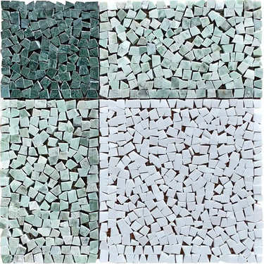 Natural stone mosaic tile from Highland Glen by Mir, showcasing earthy tones and intricate stone pattern for versatile interior design.