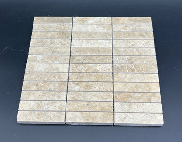 1 x 4 Polished Cappuccino Marble Mosaic Tile - MosaicBros.com