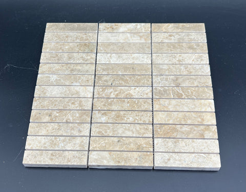 1 x 4 Polished Cappuccino Marble Mosaic Tile