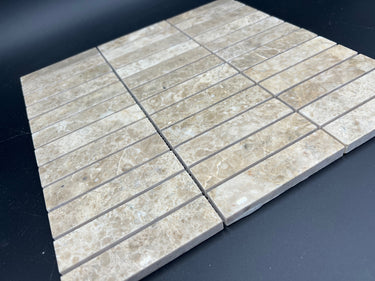 1 x 4 Polished Cappuccino Marble Mosaic Tile - MosaicBros.com