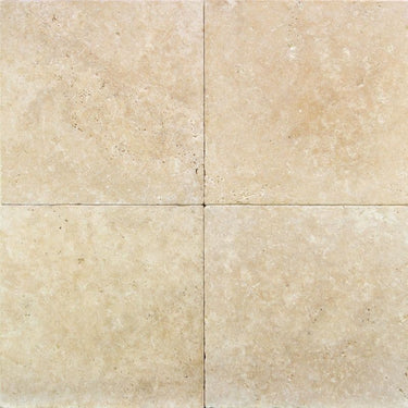 Ivory Travertine 16x16 filled and honed Tile - MosaicBros.com