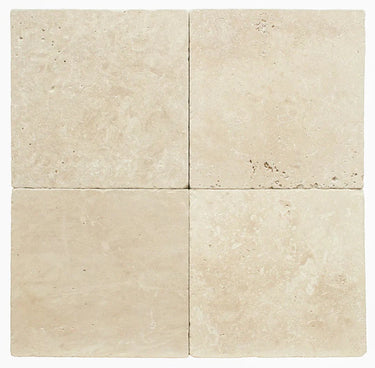 24 x 24 Filled and Honed Ivory Travertine Tile - MosaicBros.com