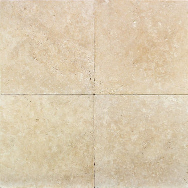 Ivory Travertine 16x16 Paver Tumbled - MosaicBros.com