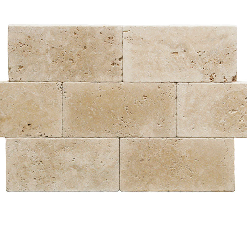 Ivory Travertine 6x12 Paver Tumbled | MosaicBros.com