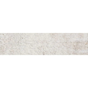 Ivory Travertine 6x24 Combed Brushed Ledger Panel.