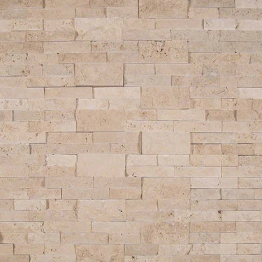 Ivory Travertine 6x24 Stacked Stone Ledger Panel.