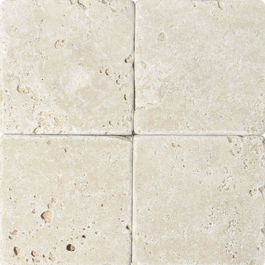 Ivory Travertine 6x6 Tumbled Tile - MosaicBros.com