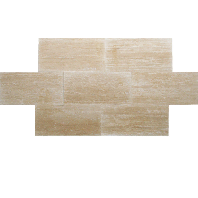 Ivory Travertine Vein Cut 12x24 Polished Tile | MosaicBros.com