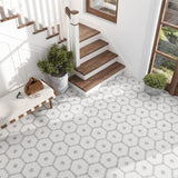 Close-up of Kufra Natural Stone Mosaic Tile by Mir showing intricate mosaic pattern and textured surface.