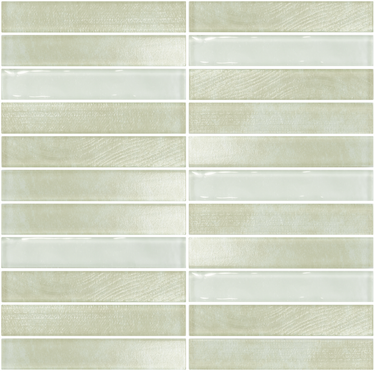 Roca Lux Dune 12x12 stacked glass mosaic wall tile with warm beige and sandy tones, arranged in a grid pattern.