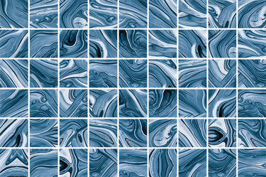Modena Vogue Mexico Blue glass mosaic tile featuring vibrant blue tones for swimming pools, waterlines, spas, shower walls, backsplashes, and decorative accent installations.