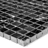 5/8X5/8 Honed Nero Marquina Marble Mosaic Tile - MosaicBros.com
