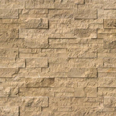 Noce Travertine 6x24 Stacked Stone Ledger Panel.