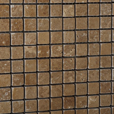 1 x 1 Tumbled Noce Travertine Mosaic Tile - MosaicBros.com