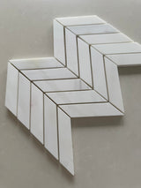 Polished Dolomite marble chevron mosaic with an elegant geometric pattern
