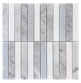Rockart Blue Mix Carrara Thassos Stacked 12x12 mosaic featuring polished blue and white natural stone