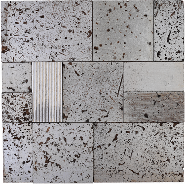 Full sheet of Soho Hill matte marble mosaic tiles by Mythology Tile, showcasing elegant grey and white marble pattern.