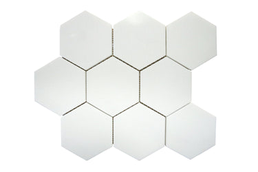 Thassos 4 inch hexagon polished white marble mosaic tile