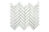 Thassos Herringbone marble mosaic tile with polished white marble pattern